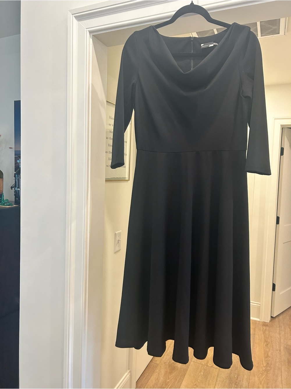 Maison Tara Black Midi Dress with Cowl Neck